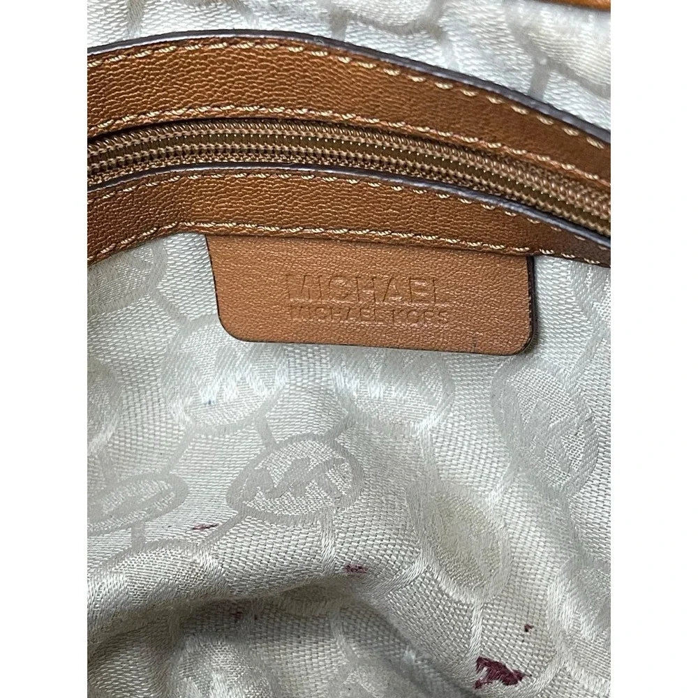 Michael‎ Kors Womens Brown Leather Inner Pockets Bottom Studs Satchel Bag